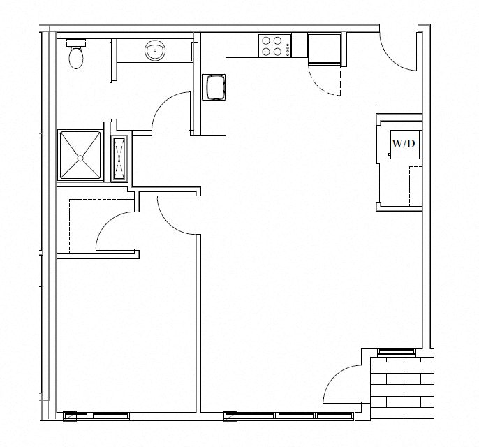 Floor plan for 1 bed, 1 bath, 960 sqft